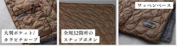 チルキャンピングの防寒ブランケットLサイズの便利ポケット